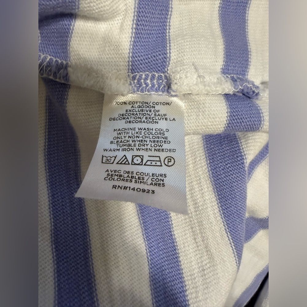 LOFT 100% Cotton Long Sleeve Stripes “Merci” Tee in Blue and White XL - Picture 6 of 6